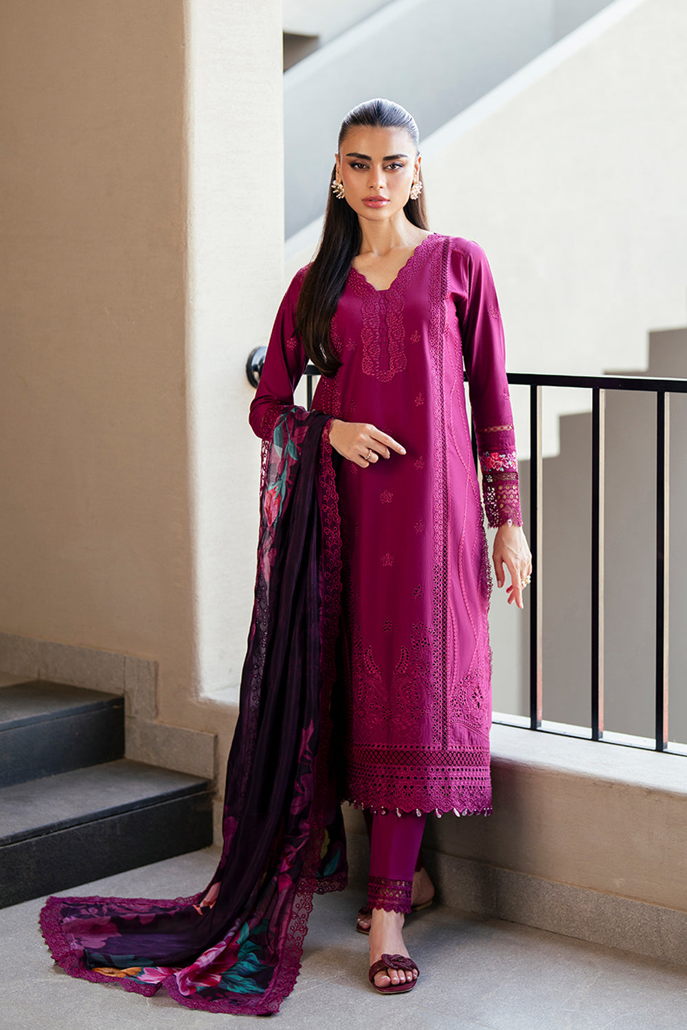 Azure Luxury Lawn’25 - Wine Mirage (3pc)