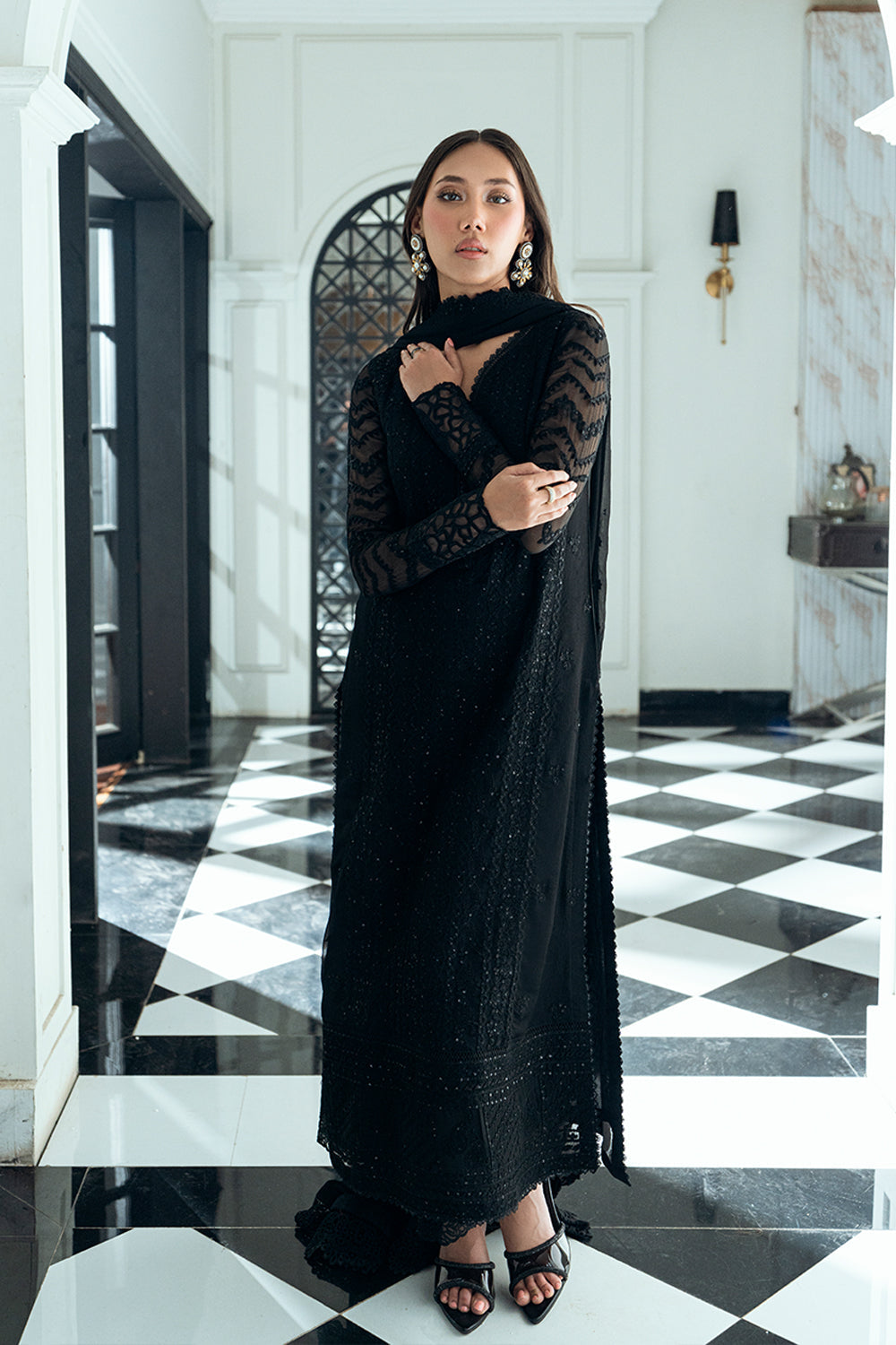 Azure Eid Ensembles’25 - Raven Drape (3pc)