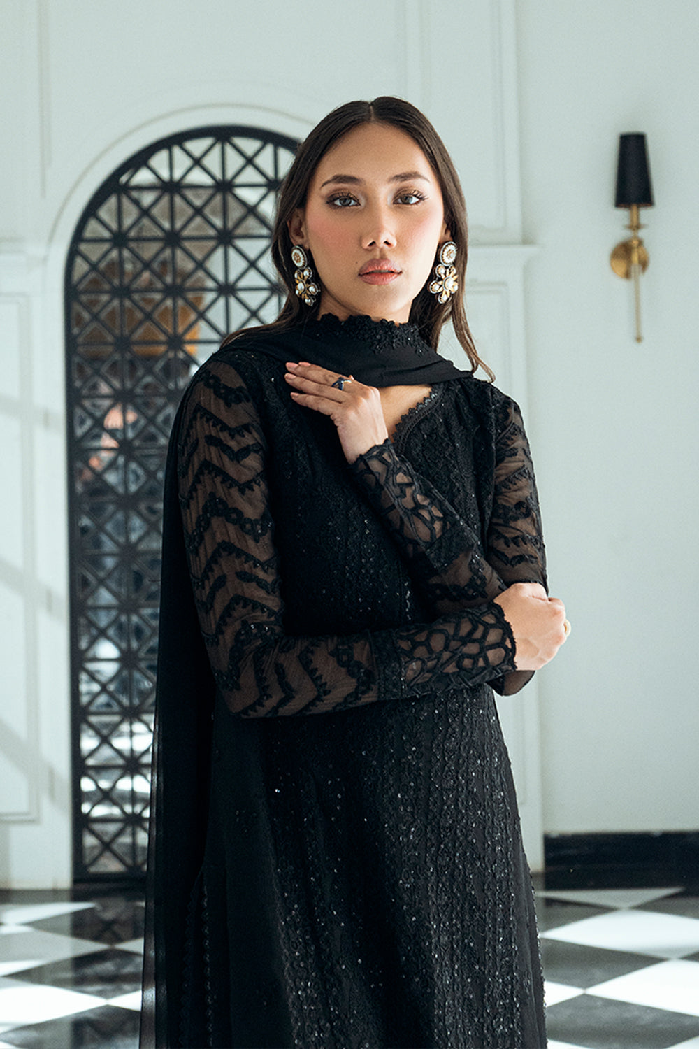 Azure Eid Ensembles’25 - Raven Drape (3pc)