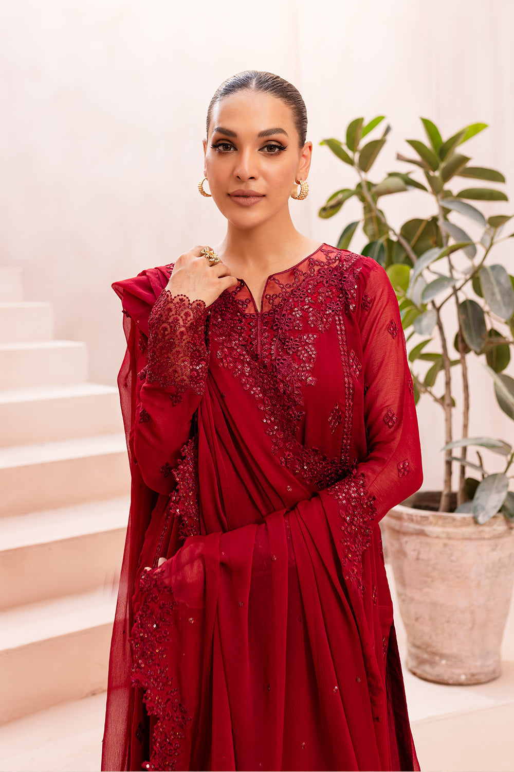 Azure Eid Ensembles’24 - Crimson Glow (3pc)