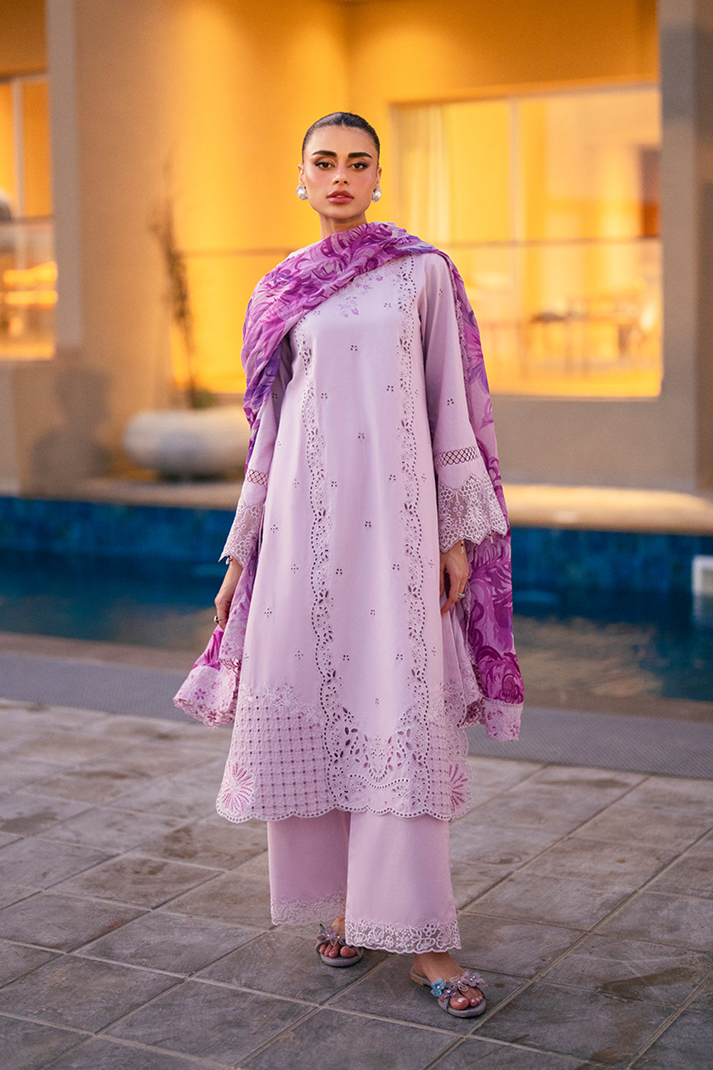 Azure Luxury Lawn’25 - Lilac Majesty (3pc)