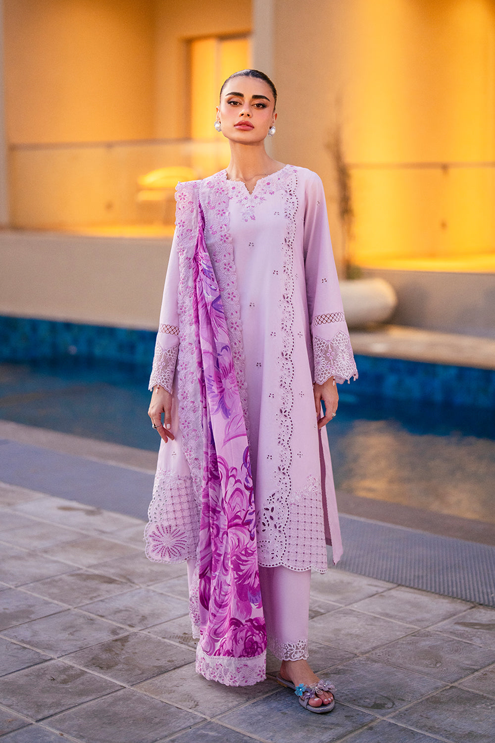 Azure Luxury Lawn’25 - Lilac Majesty (3pc)