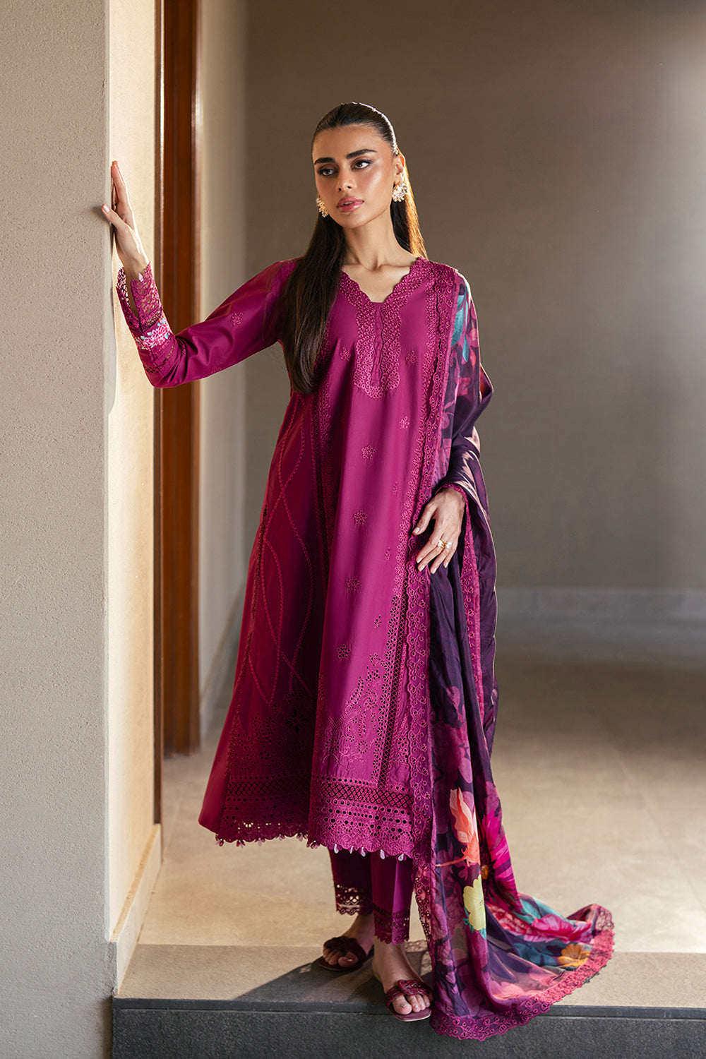 Azure Luxury Lawn’25 - Wine Mirage (3pc)