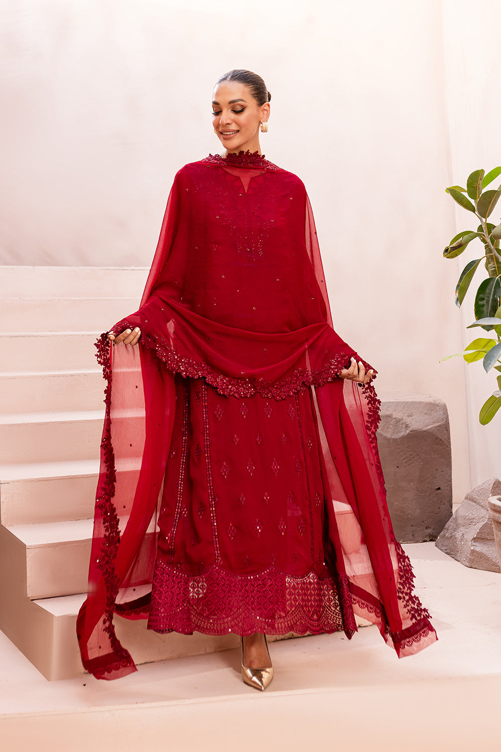 Azure Eid Ensembles’24 - Crimson Glow (3pc)