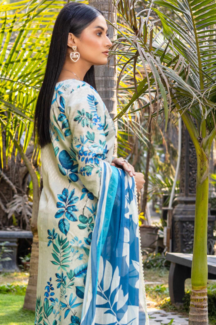 Rangz - Jacquard Embroidered Printed Suit (3pc)