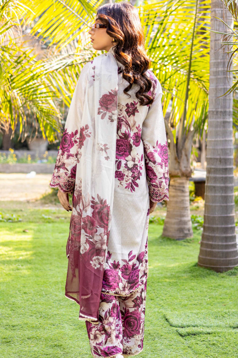 Rangz - Jacquard Embroidered Printed Suit (3pc)