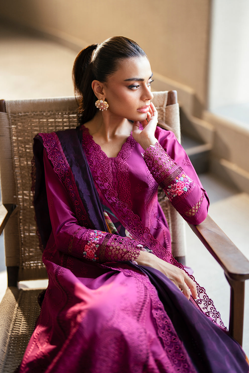 Azure Luxury Lawn’25 - Wine Mirage (3pc)