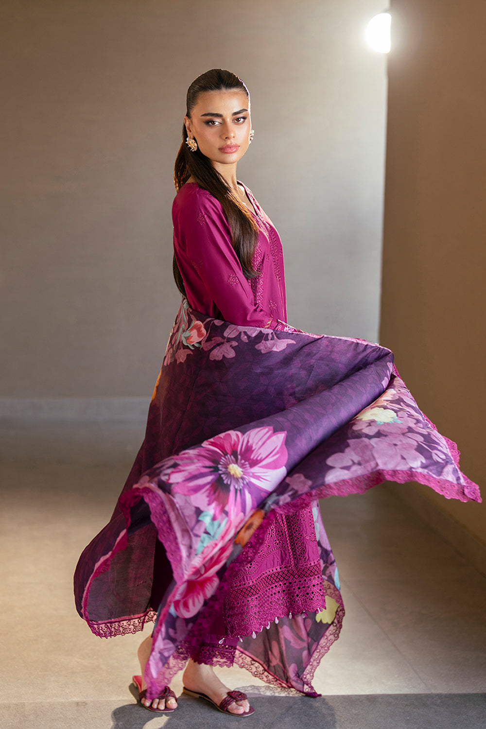 Azure Luxury Lawn’25 - Wine Mirage (3pc)