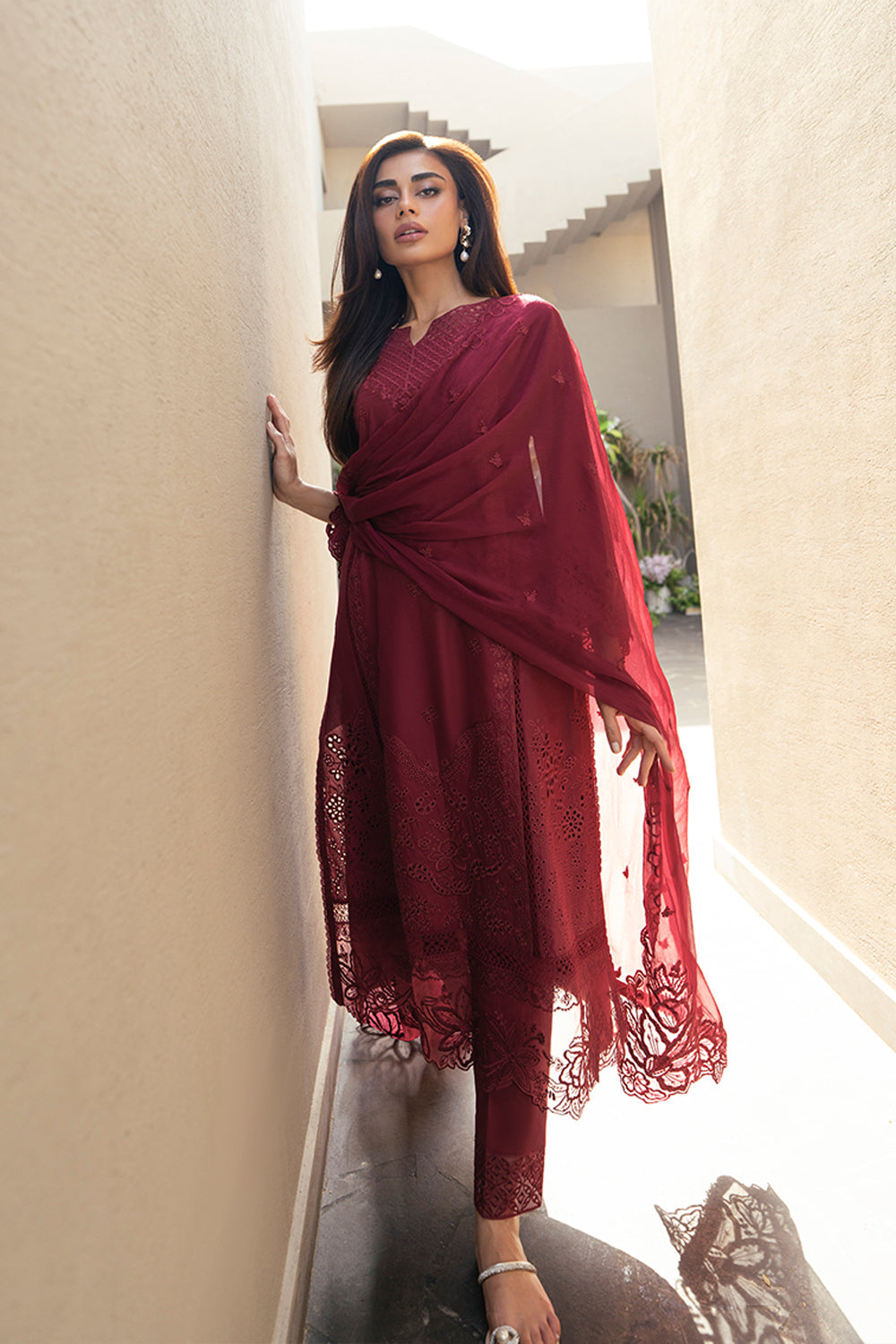 Azure Luxury Lawn’25 - Rosso Royal (3pc)