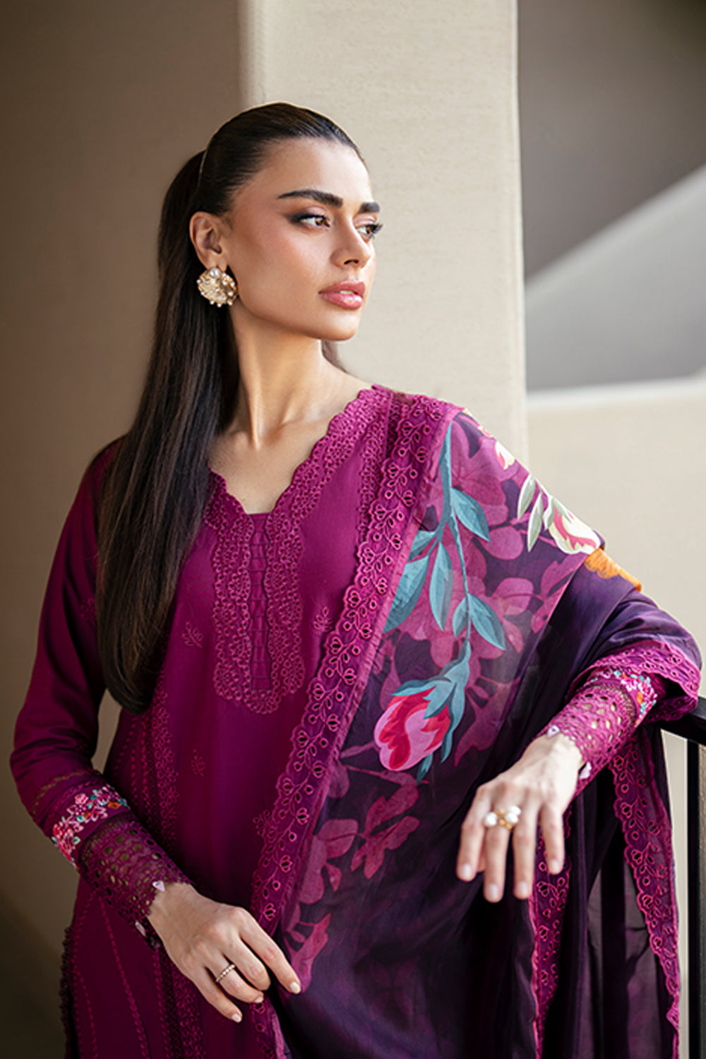 Azure Luxury Lawn’25 - Wine Mirage (3pc)