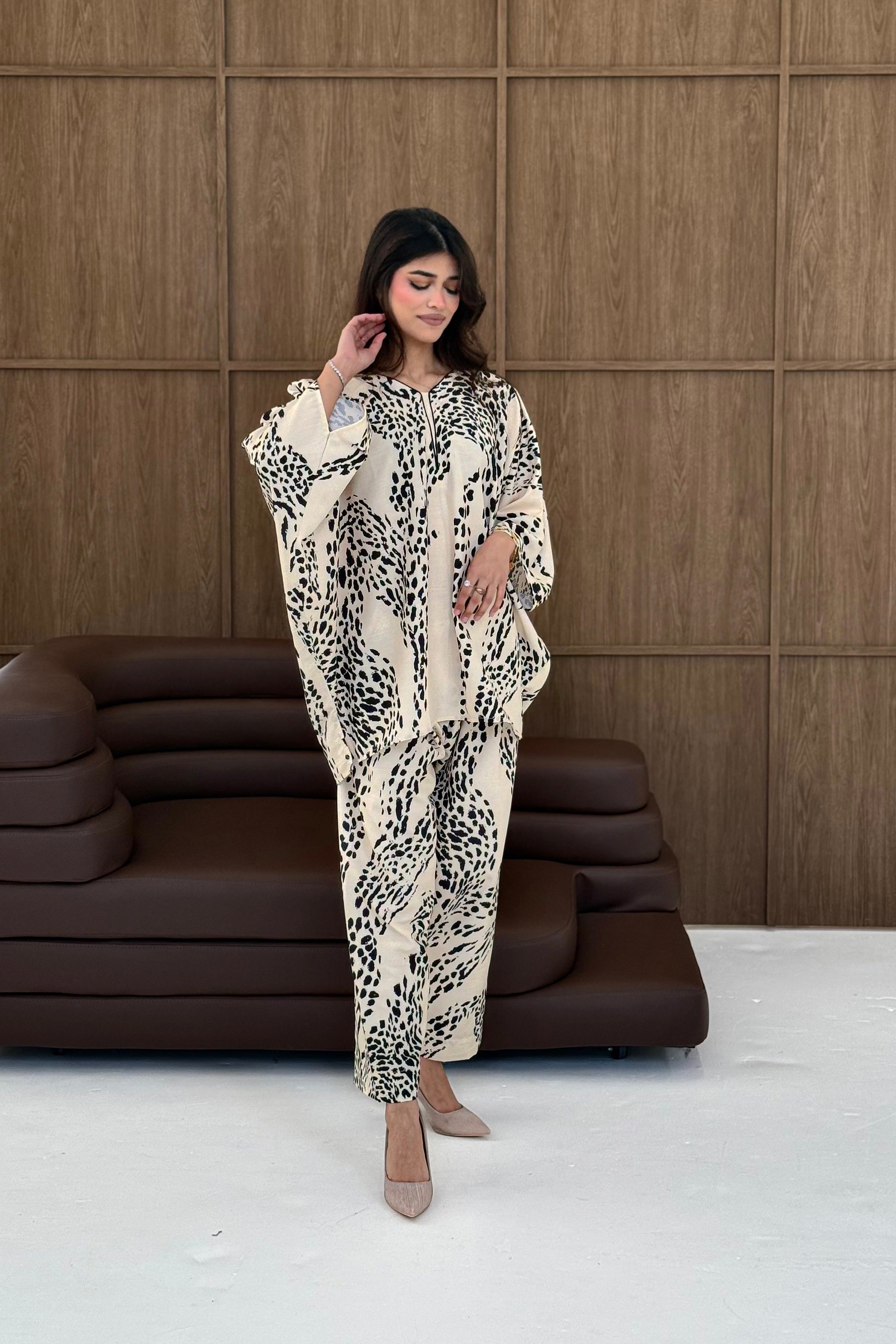 Printed Viscose Linen Kaftan Co-Ord Set