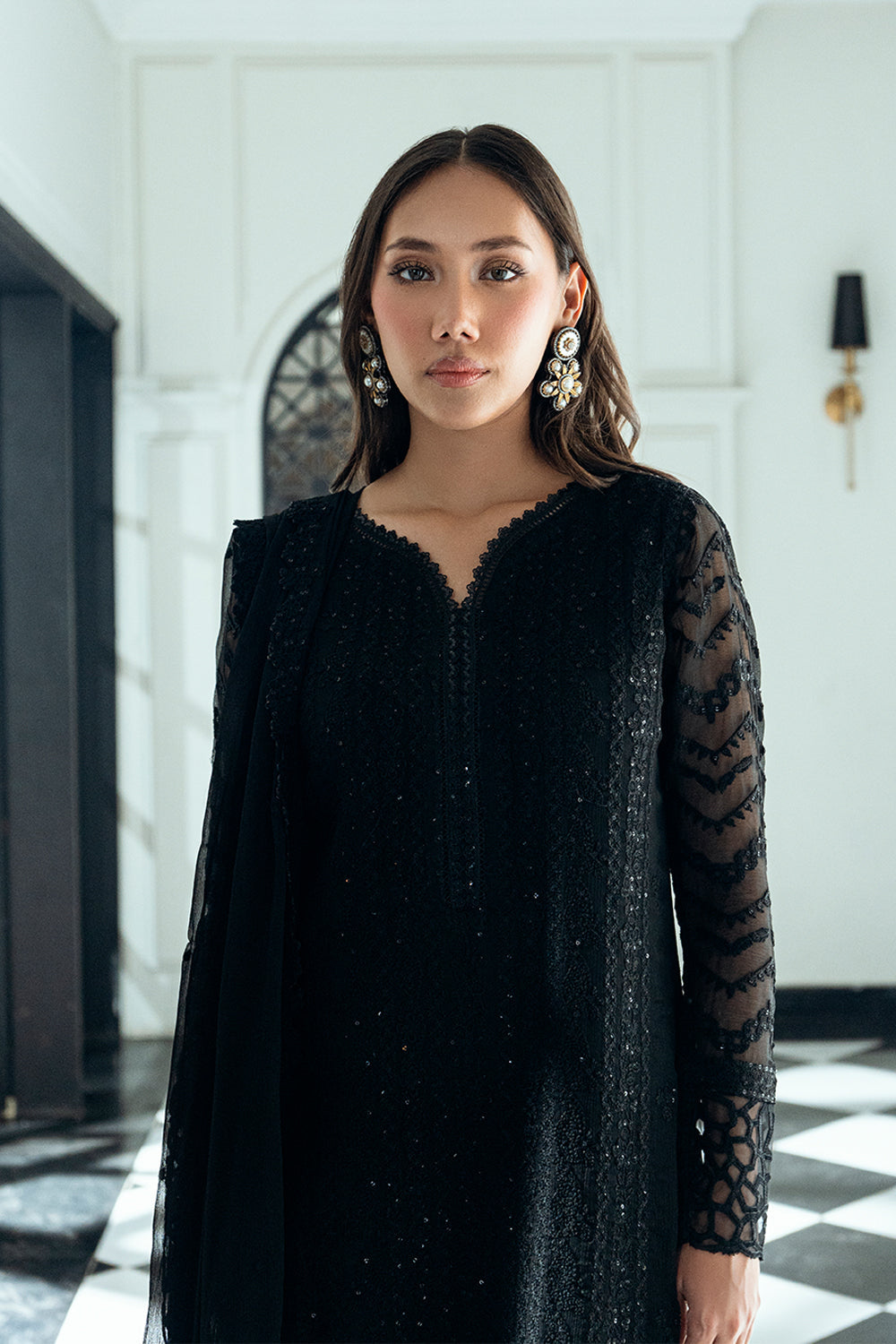 Azure Eid Ensembles’25 - Raven Drape (3pc)