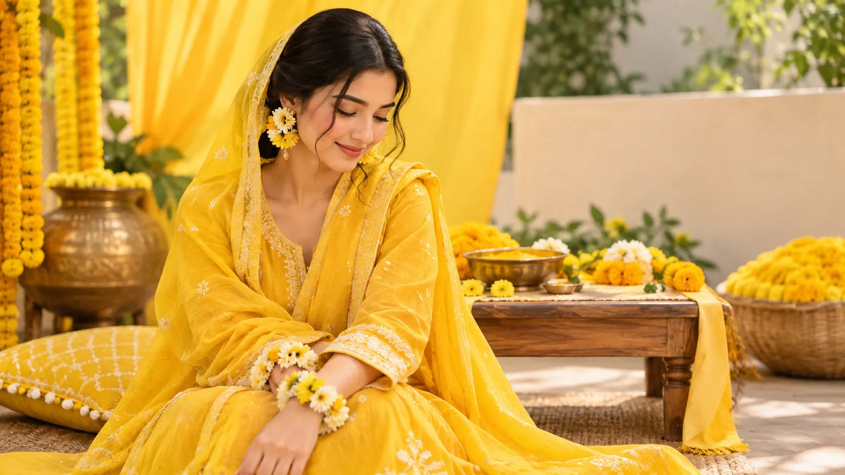 Mayun Ceremony Dressing: Yellow, Simple and Meaningful