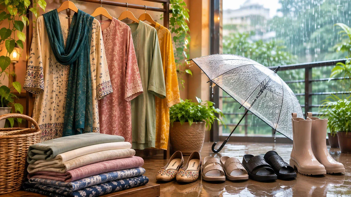 Rainy Day Desi Dressing: Fabrics and Footwear That Cope