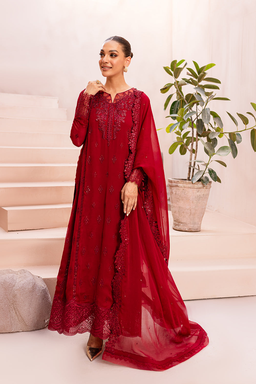 Azure Eid Ensembles’24 - Crimson Glow (3pc)