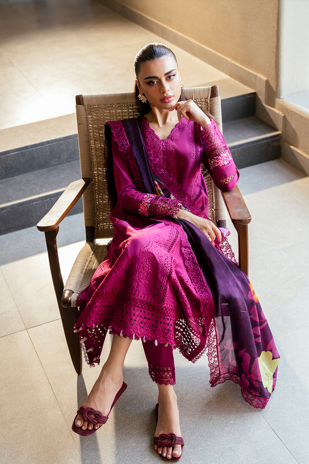 Azure Luxury Lawn’25 - Wine Mirage (3pc)