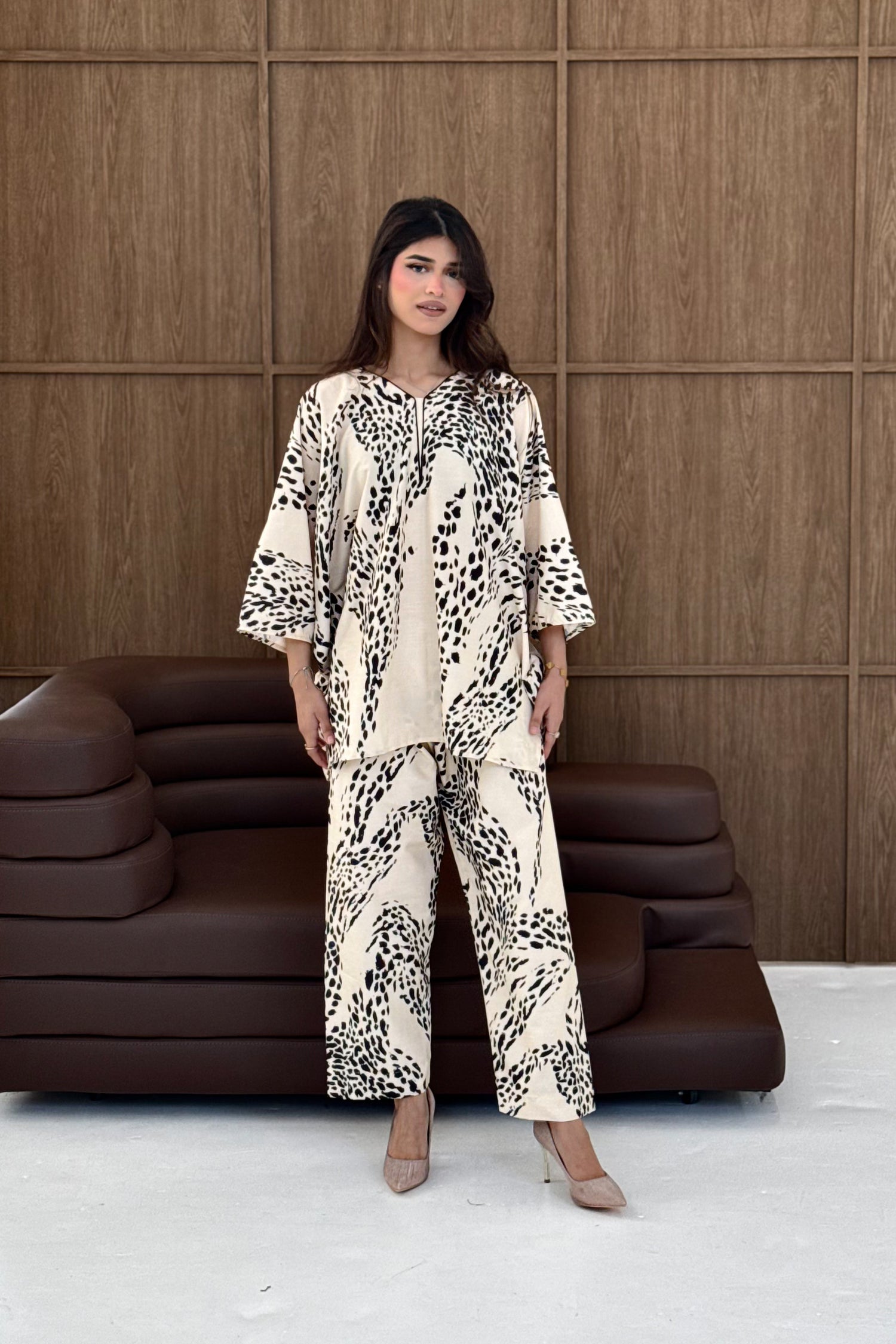 Printed Viscose Linen Kaftan Co-Ord Set