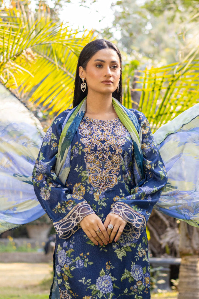 Rangz - Jacquard Embroidered Printed Suit (3pc)