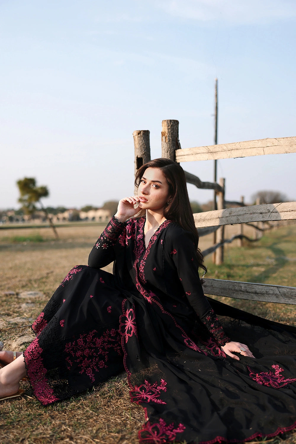 Azure Eid Luxury Lawn’ 26 - Black Cherry (3pc)