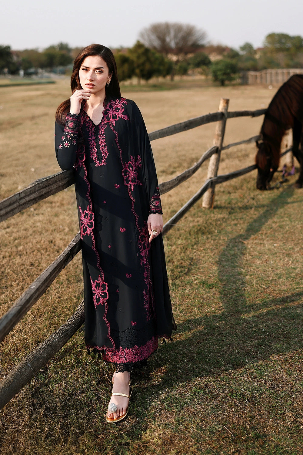 Azure Eid Luxury Lawn’ 26 - Black Cherry (3pc)