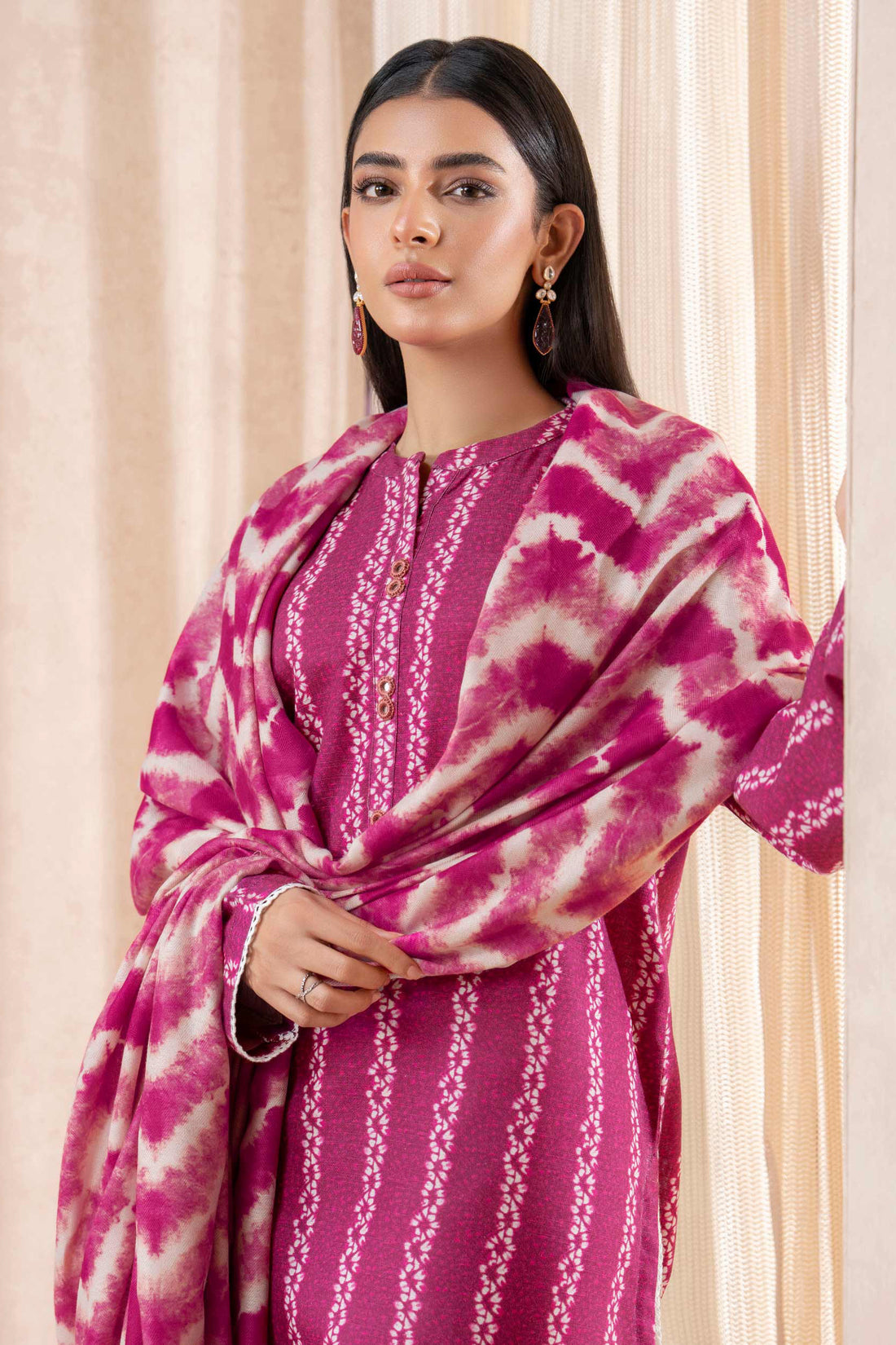 Limelight - Plum Khaddar Printed Suit (2pc)