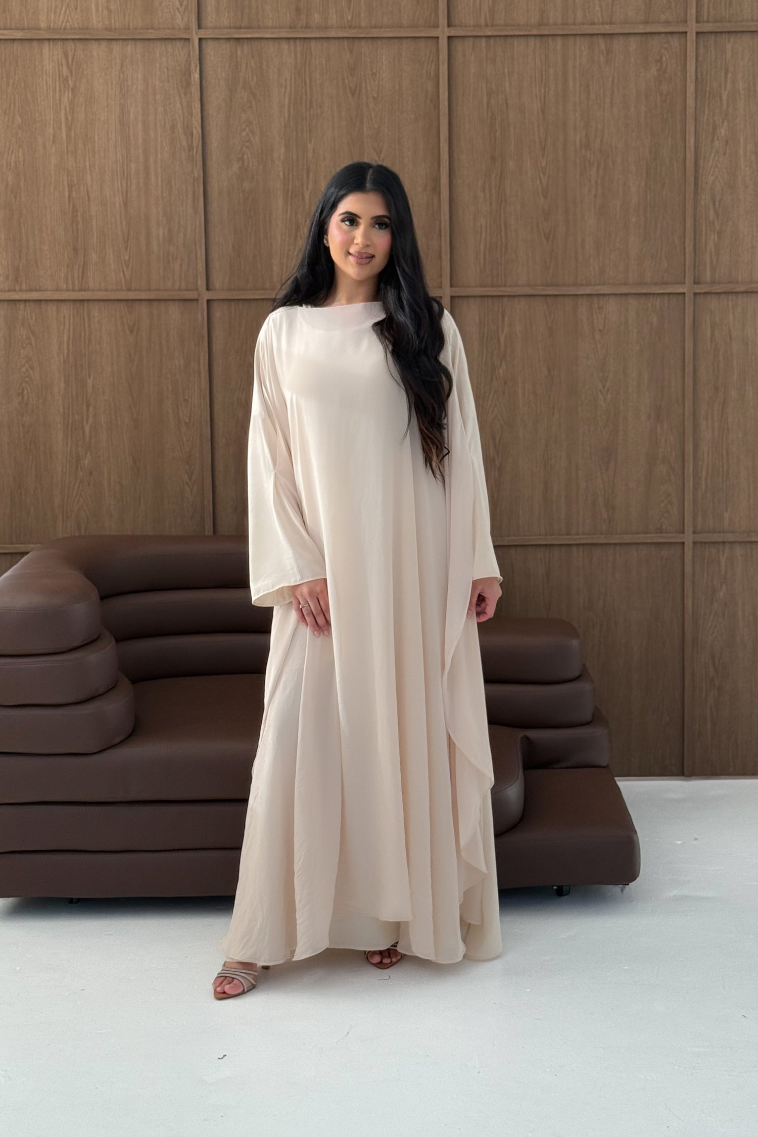 Batwing Drape Maxi Crepe Dress