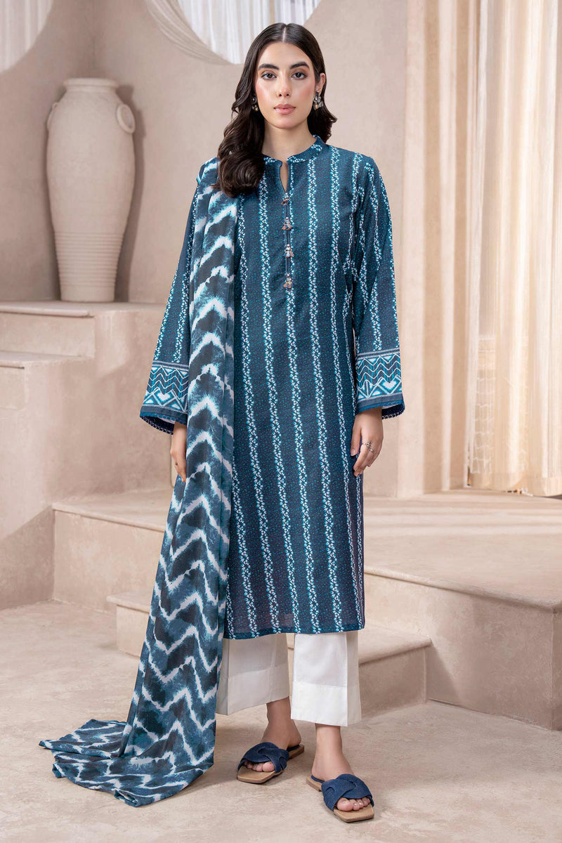 Limelight - Blue Khaddar Printed Suit (2pc)