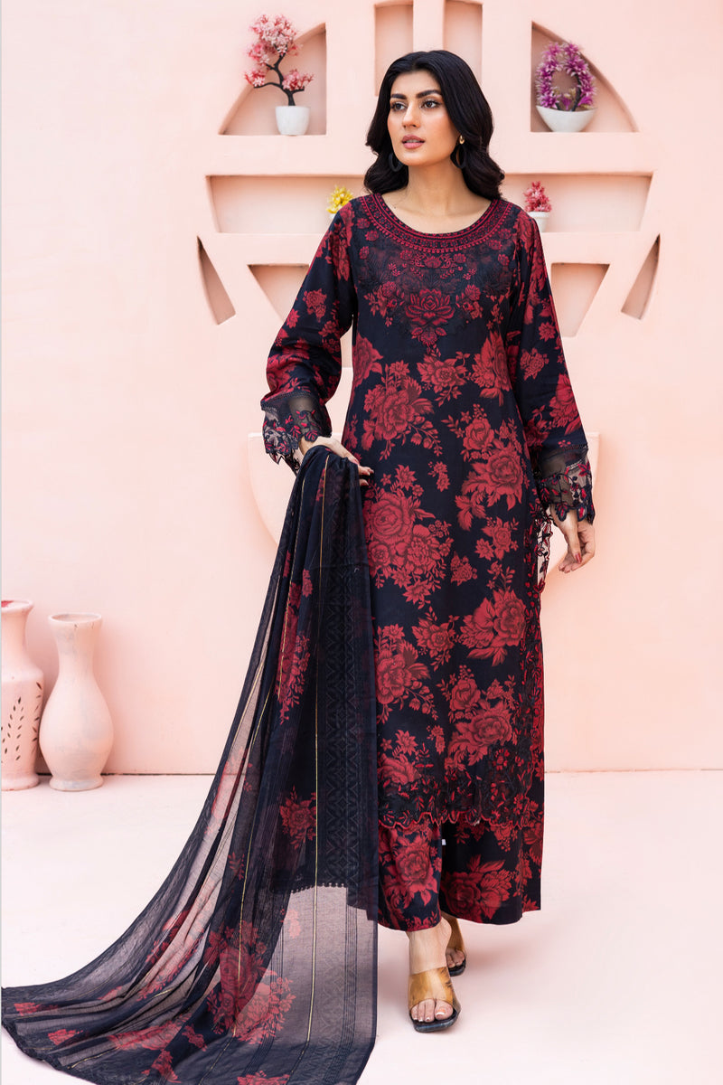 Rangz - Printed Embroidered Suit (3pc)