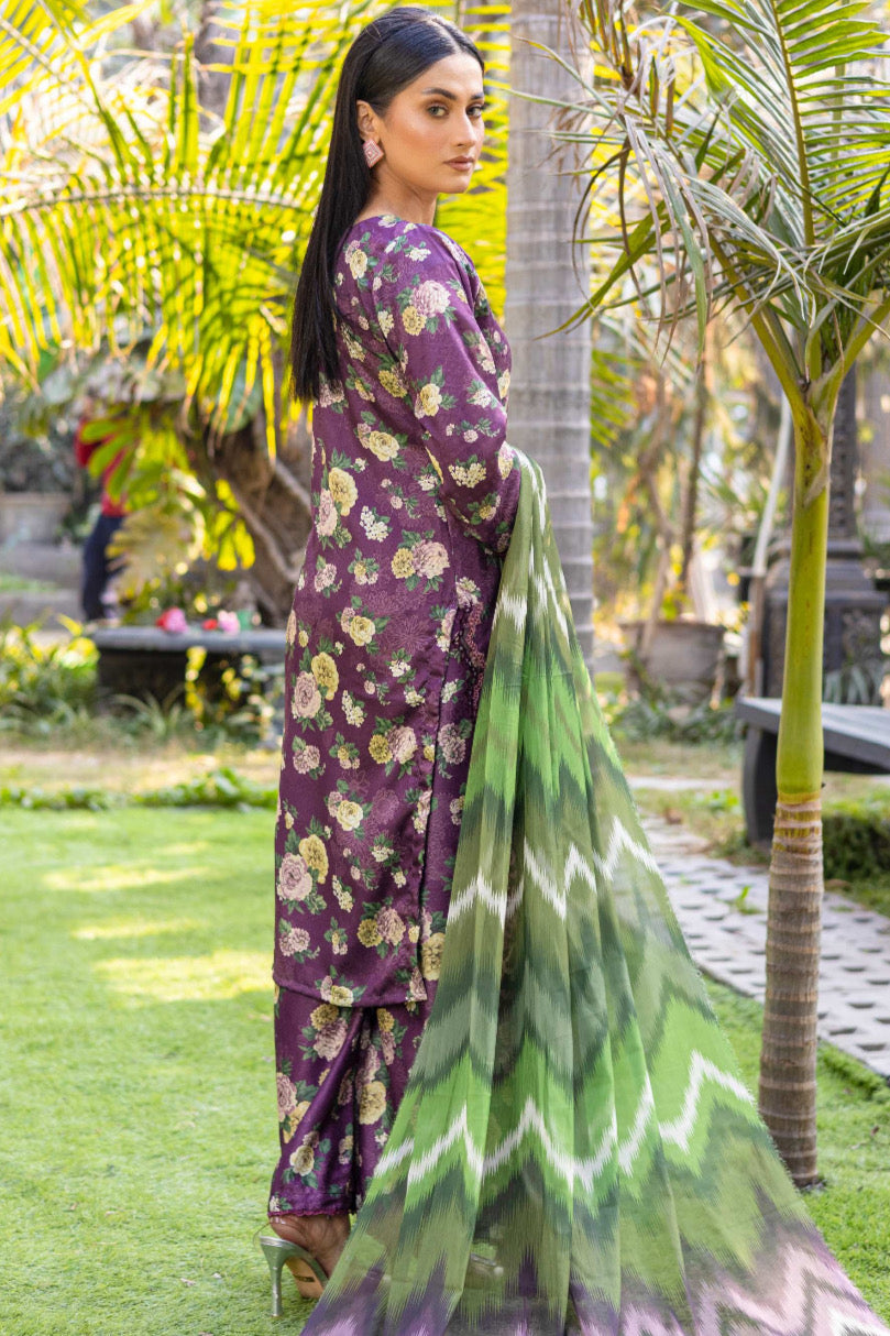 Rangz - Jacquard Embroidered Printed Suit (3pc)
