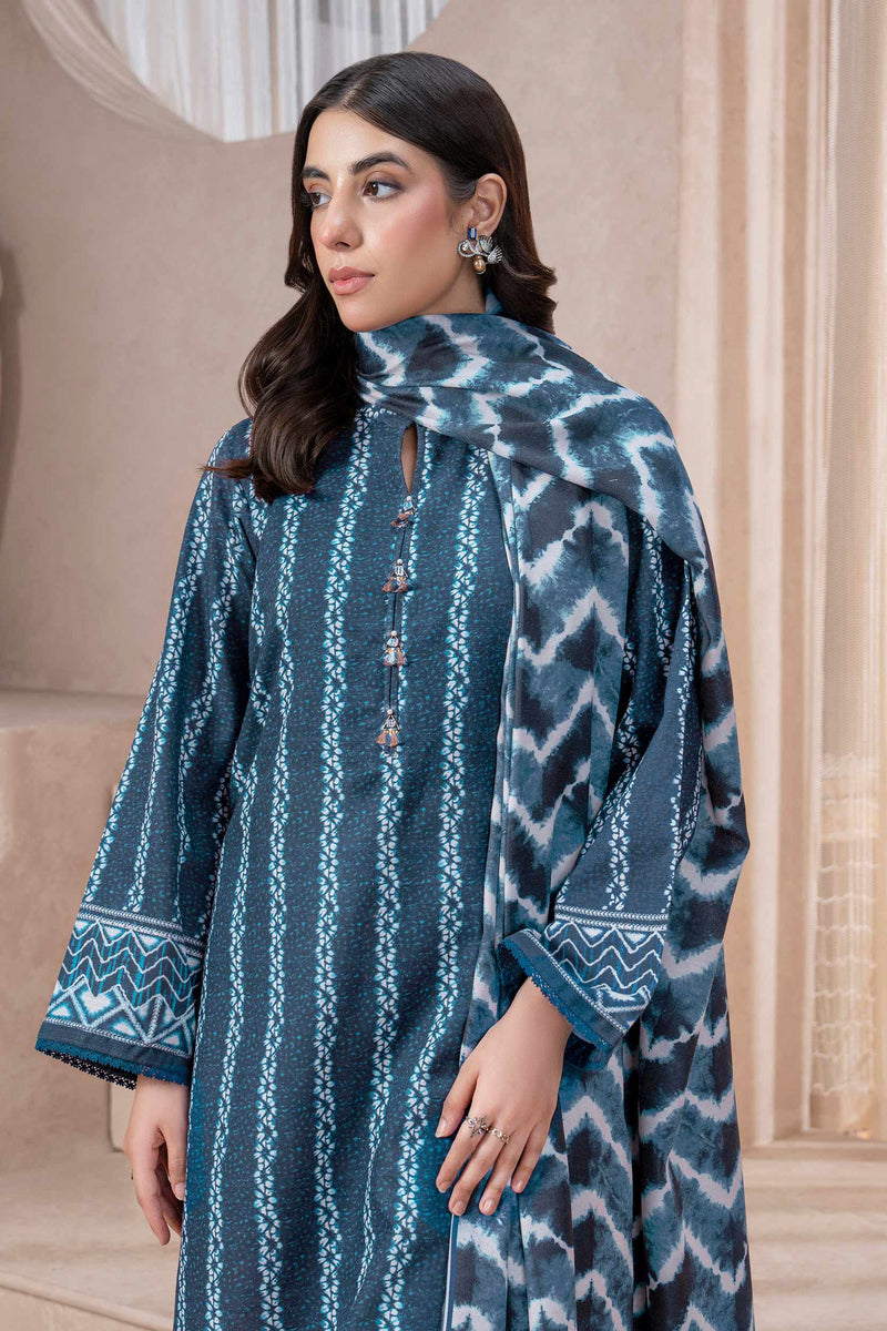 Limelight - Blue Khaddar Printed Suit (2pc)