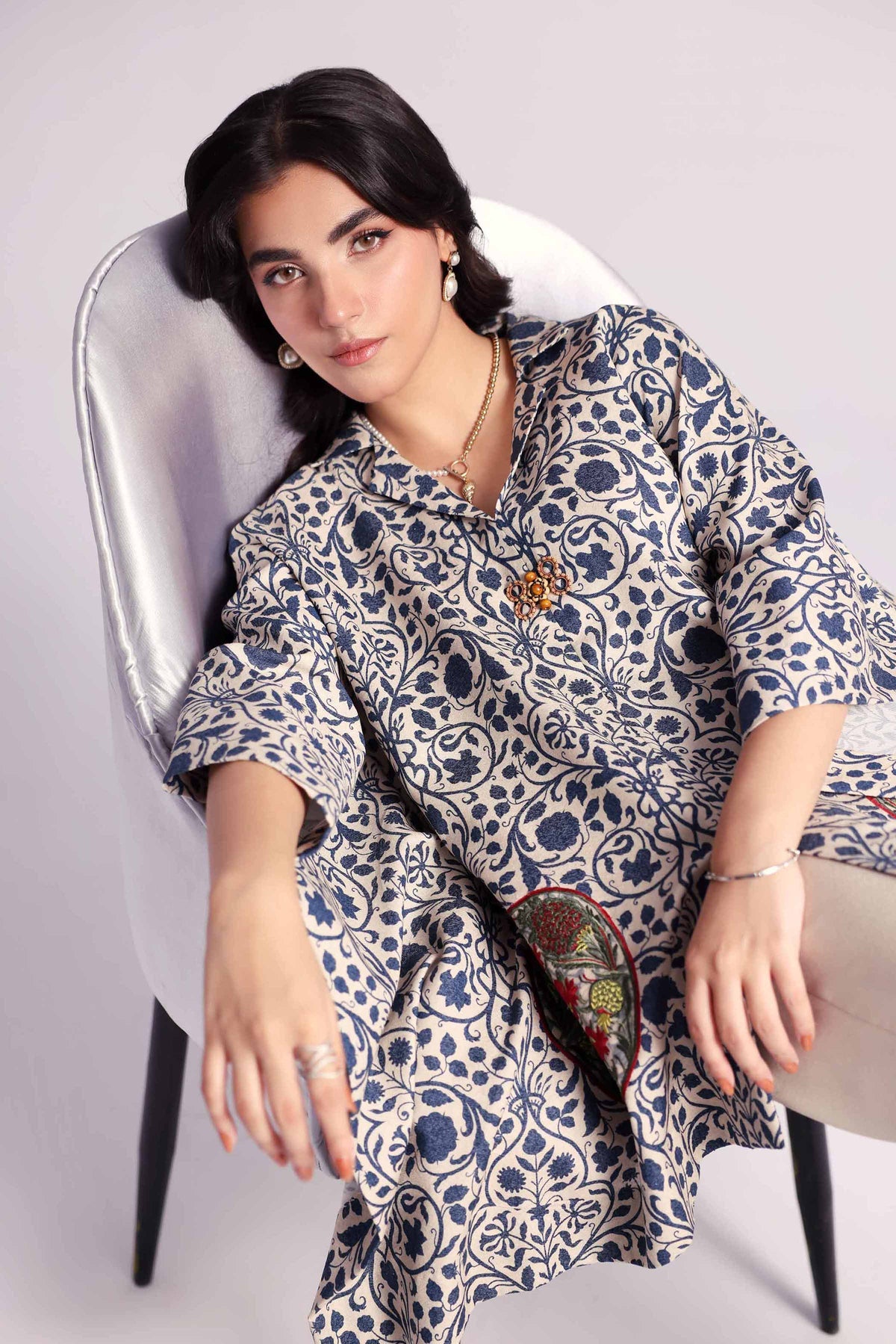 Nishat Linen - Printed Embroidered Suit (2pc)